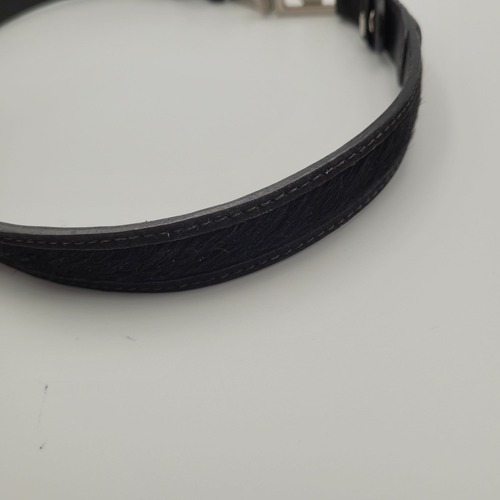 Gianni Versace Vintage Black Leather Pony Hair Medusa Head Belt 70/28 Silver - Picture 7 of 9